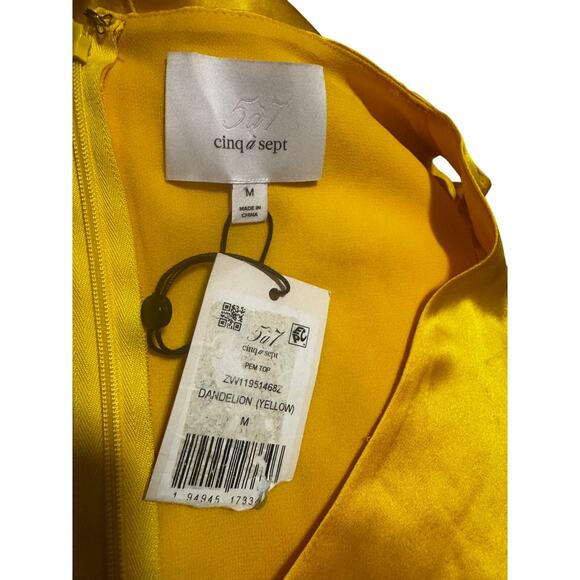 Cinq à Sept Pem Top Dandelion Yellow 100% Silk NWT Size M - Picture 4 of 6